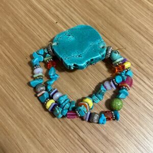 Vintage Southwestern Style Double Strand Bracelet Native American Inspired OOAK